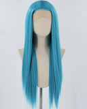 Long Straight Blue Synthetic Lace Front Wig WW841