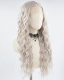 Long Curly Grey Synthetic Lace Front Wig WT253