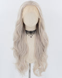 Grey Long Wavy Synthetic Lace Front Wig WW742