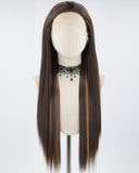 Long Straight Brown Synthetic Lace Front Wig WT250