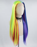 Rainbow Long Straight Synthetic Lace Front Wig WW703