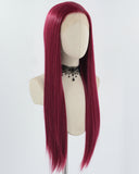 Long Wine Red Straight Synthetic Lace Front Wig WW790