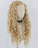 Long Curly Blonde Brown Synthetic Lace Front Wig WW740