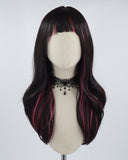 Red Black Wavy Synthetic Wig HW238