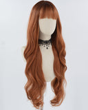 30 Inch Long Ombre Brown Synthetic Wig HW571