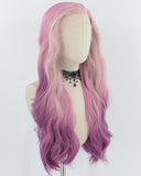 mbre Pink Long Wavy Synthetic Lace Front Wig WW745