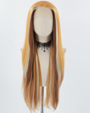 Orange Brown Blonde LongStraight Synthetic Lace Front Wig WW759