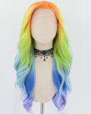 Rainbow Orange Green Blue Synthetic Lace Front Wig WW743