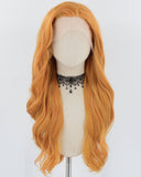 Long Wavy Orange Synthetic Lace Front Wig WW754