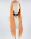 Orange Long Straight Synthetic Lace Front Wig WW017