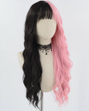 Pink Black Curly Synthetic Wig HW563