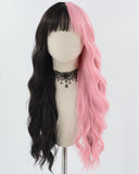 Pink Black Curly Synthetic Wig HW563