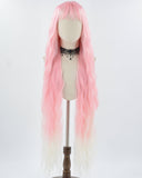 40Inch Long Pink Ombre Curly Synthetic Wig HW514