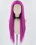 Hot Pink Purple Long Straight Synthetic Lace Front Wig WW794