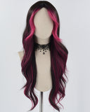 Purple Pink Black Synthetic Wig HW555