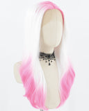 Pink Ombre White Synthetic Lace Front Wig WW731