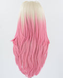 Platinum Blonde Ombre Pink Synthetic Lace Front Wig WW735