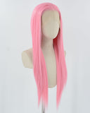 Pink Straight Synthetic Lace Front Wig WW863