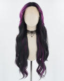 Purple Black Wavy Synthetic Lace Front Wig WT260