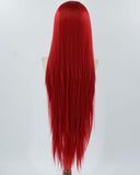 30 Inch Long Red Synthetic Lace Front Wig WW842