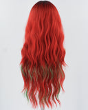 Red Green Long Curly Synthetic Wig HW558