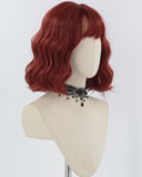 Short Wavy Wine Red Synthetic Wig HW586