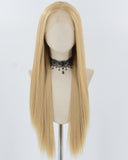 Long Straight Blonde Synthetic Lace Front Wig WW824