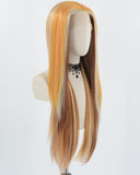 Orange Brown Blonde LongStraight Synthetic Lace Front Wig WW759