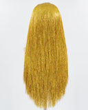 Yellow Tinsel Straight Lace Front Wig WW714