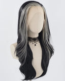 Grey Strunk Stripe Black Synthetic Lace Front Wig WW763