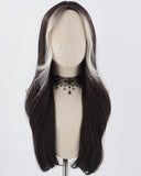 White Blonde Strunk Stripe Ombre Black Synthetic Wig HW499