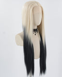 Platinum Blonde Ombre Black Synthetic Lace Front Wig WW784