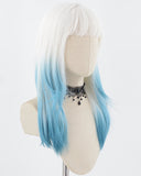 White Ombre Blue Synthetic Wig HW508