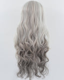 White Grey Black Synthetic Lace Front Wig WW761