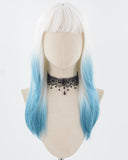 White Ombre Blue Synthetic Wig HW508