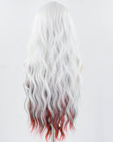 Silver White Red Curly Synthetic Wig HW557