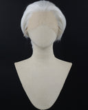 White Short Synthetic Lace Front Men's Wig MW005