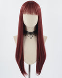 Long Straight Wine Red Synthetic Wig HW510