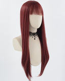 Long Straight Wine Red Synthetic Wig HW510