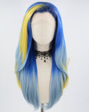 Yellow Blue Ombre Synthetic Lace Front Wig WW692