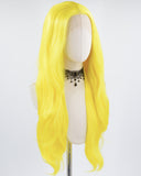 Yellow Straight Long Synthetic Lace Front Wig W