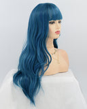 Mixed Blue Wavy Synthetic Wig HW100